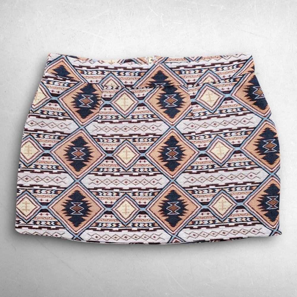 Ginger Micro Mini Skirt Womens 28 Multicolor Geometric Aztec Tribal Casual